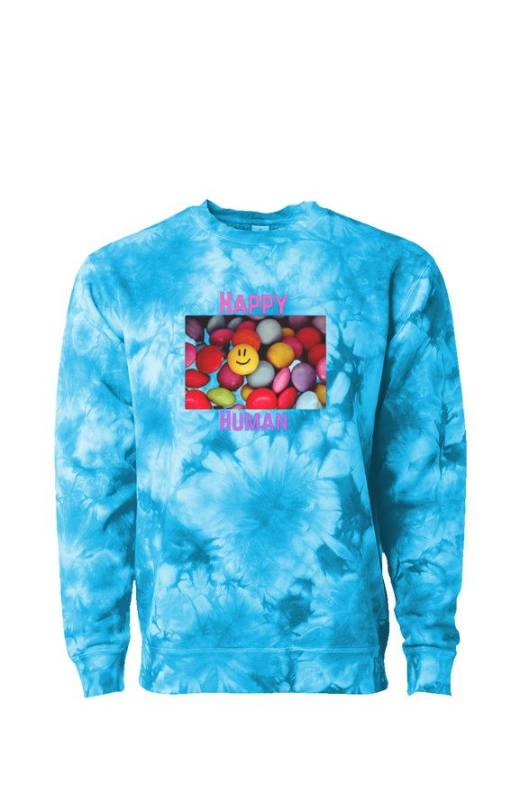 Aqua Crystal Tie Dye Crewneck